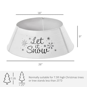 English Elm HOMCOM Steel Christmas Tree Collar Ring Skirt Cover for 7.5ft Trees, Durable Powder-Coated Guard, 26" x 9" White W2225P229115