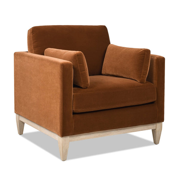 English Elm Jennifer Taylor Home - Knox 36" Modern Farmhouse Arm Chair In Burnt Orange Velvet – Cozy Comfort, Stylish Design & Durability B2719P238325