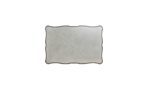English Elm Dresden Vintage Bone White Resin Coffee Table with Two Felt-Lined Drawers and Scalloped Floral Trim Ivory 58 L x 39 W x 14 H B2726P281468
