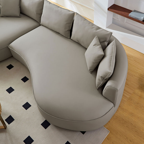 English Elm Modern Curved 5-Seat Sectional Sofa - Eco-Leather Upholstered L Chaise Couch For Stylish Living Spaces W2582S00076