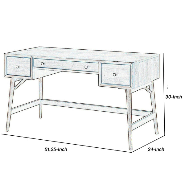 English Elm 3 Drawer Walnut Writing Desk with Splayed Legs for Mid-century Home Office Style B056P416789