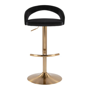 English Elm Adjustable Swivel Barstools Set of Two with Chrome Base Mid-century Kitchen Counter Seating Black B202S01989