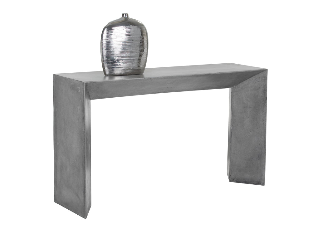 Sunpan Nomad Console Table – Stylish Grey Concrete Design with Unique Texture for Indoor & Covered Outdoor Spaces