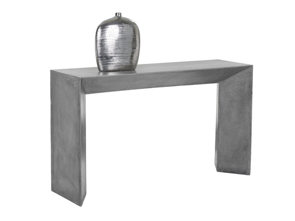 Sunpan Nomad Console Table – Stylish Grey Concrete Design with Unique Texture for Indoor & Covered Outdoor Spaces