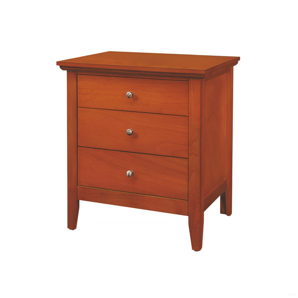 English Elm Charming three-drawer nightstand with storage—durable particleboard, compact 26"H x 24"W x 18"D bedside solution Oak 30 L x 26 W x 20 H B078108325