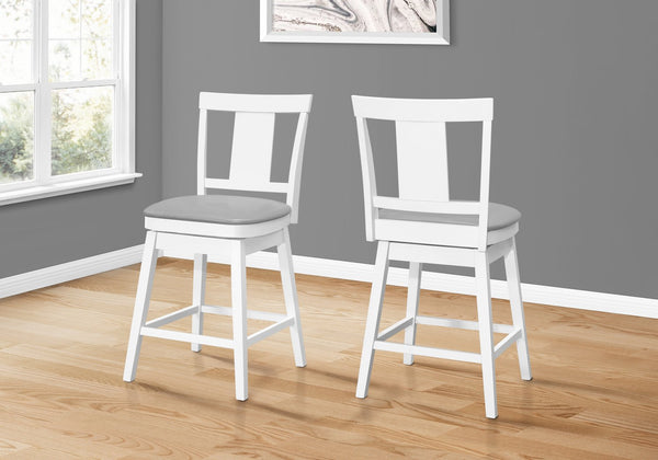 English Elm Bar Stool Set of 2 Swivel Counter Height Seats with Grey Leather-Look Upholstery and Footrest White 37 L x 10 W x 22 H B2710P218852