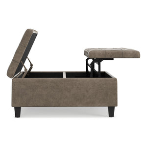 English Elm Harrison Tufted Faux Leather Storage Ottoman with Lift Top for Living Room Use B136P439027