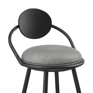 English Elm Lacey Swivel Barstool Matte Iron Base Faux Leather Seat Mid-century Kitchen Bar Gray B2736P464812