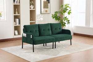 English Elm United We Win Corduroy Loveseat Plush Ergonomic Sofa with Spring Support Metal Legs Emerald W1568P410052