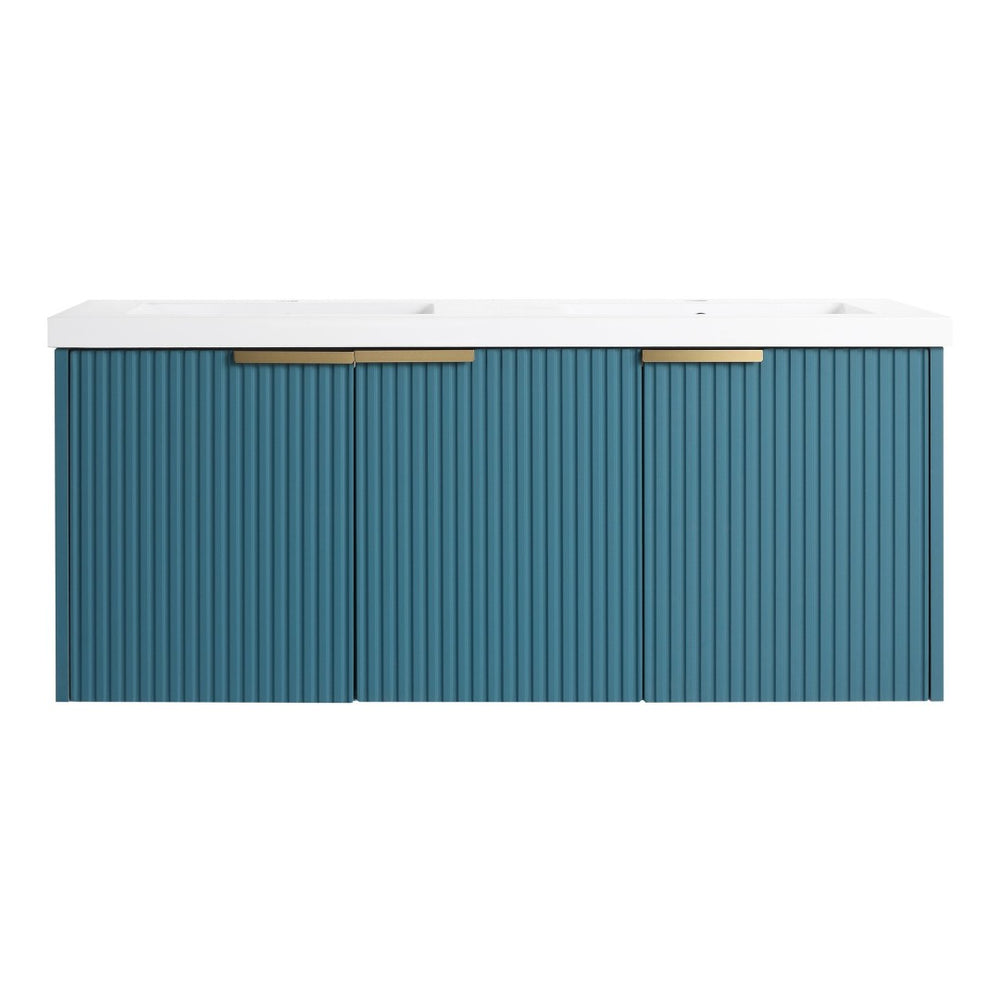 English Elm 48" Modern Wall-Mounted Bathroom Vanity With Resin Double Sink & Soft-Close Doors For Stylish Storage P1 W999S00351-GIGA