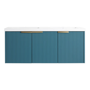 English Elm 48" Modern Wall-Mounted Bathroom Vanity With Resin Double Sink & Soft-Close Doors For Stylish Storage P1 W999S00351-GIGA