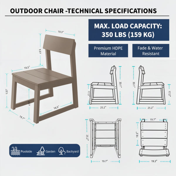 English Elm 2-pack Modernist Recycled Hdpe Slatted Patio Chairs Weather Resistant Outdoor Seating Set W3566P342906
