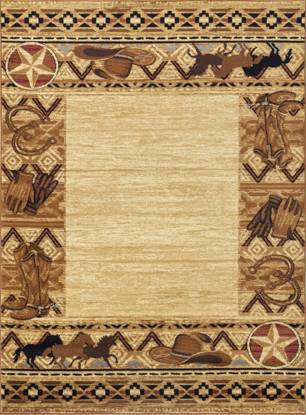 English Elm Tribes Beige 7'10" X 10'3" Southwest Area Rug - Durable, Stylish, Pet-Friendly, Easy To Clean! B186P181020-GIGA