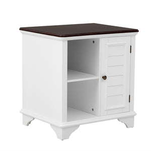 English Elm U Can Louvered End Table with Woven Grass Baskets Ottoman Legs Farmhouse Storage White N724P401353K