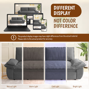English Elm 73.2" Queen Sleeper Sofa Convertible Corduroy Loveseat for Guest Room or Living Space Grey W1885S00337