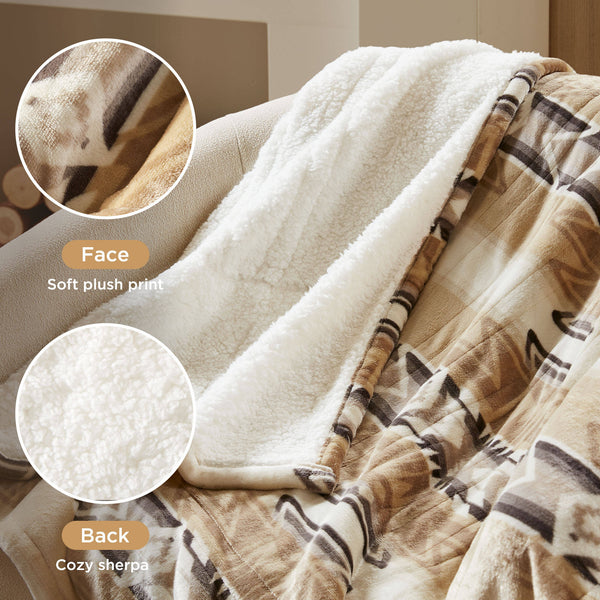 English Elm 1-piece Aztec Heated Throw with 12 Settings Auto Shutoff Soft Ivory Boho Blanket Multicolor B035P408334