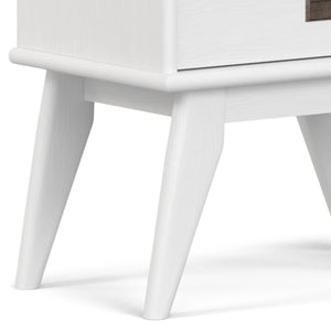 English Elm Draper Mid Century White Bookcase & Storage Unit — Solid Rubberwood, 6 Shelves, Drawer, Retro Chic B136P238620