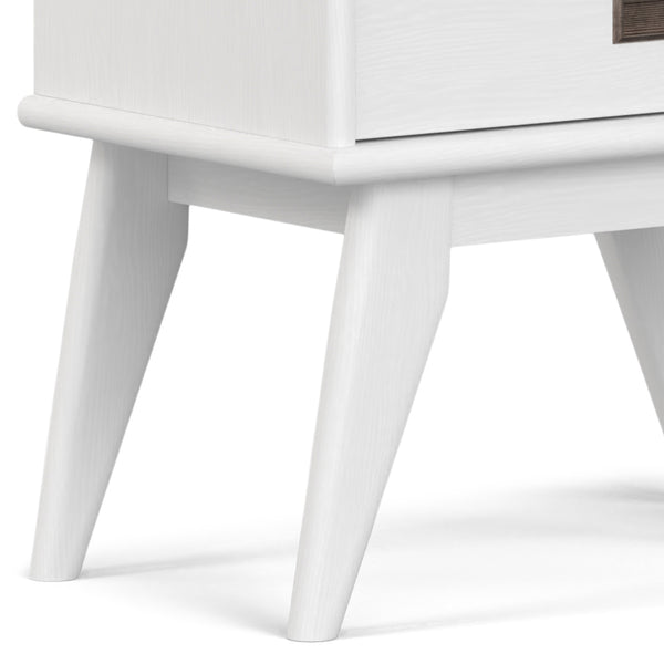English Elm Draper Mid Century White Bookcase & Storage Unit — Solid Rubberwood, 6 Shelves, Drawer, Retro Chic B136P238620