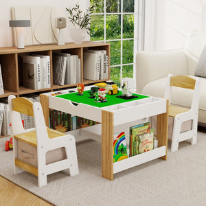 English Elm Kids 2-In-1 Play Table & Chair Set With 7 Storage Bins – Lego-Compatible, Modern Learning Furniture! W282P182328