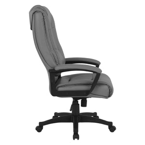 OSP Home Furnishings High Back Bonded Leather Office Chair with Lumbar Support and Ergonomic Padded Seat Charcoal EC5162-EC42