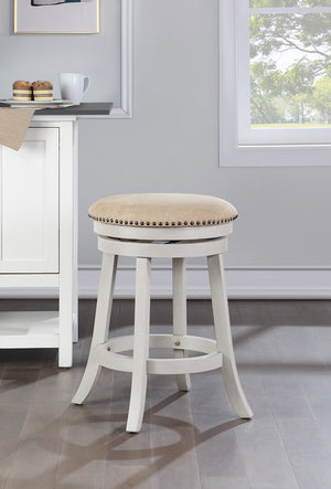 OSP Home Furnishings Round Backless Swivel Stool - Set of 2 Beige / White Washed