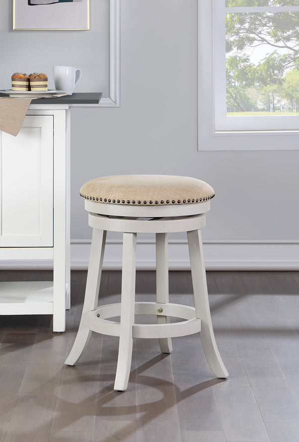 OSP Home Furnishings Round Backless Swivel Stool - Set of 2 Beige / White Washed