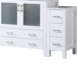 English Elm White 60 in. Bath Vanity with Side Cabinets, Scratch-Resist Ceramic Top, Chrome Faucet & 34" Mirror B2731S01375