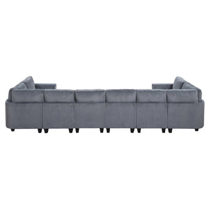 English Elm 8-Piece Modular Sectional Sofa with Hidden Storage, Side Pockets & Charging Ports in Corduroy Fabric Dark Gray 26 L x 29 W x 15.75 H B011S01083