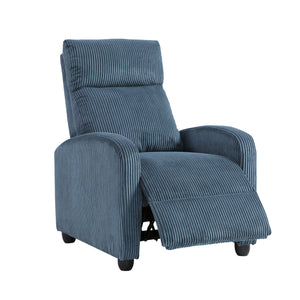 English Elm Modern Parsons Push Back Recliner Chair in Soft Corduroy Fabric — Sleek Comfortable Living Room Lounger with Solid Wood Frame and Easy Recline Mechanism Blue 30 L x 27 W x 21.5 H B011P395851