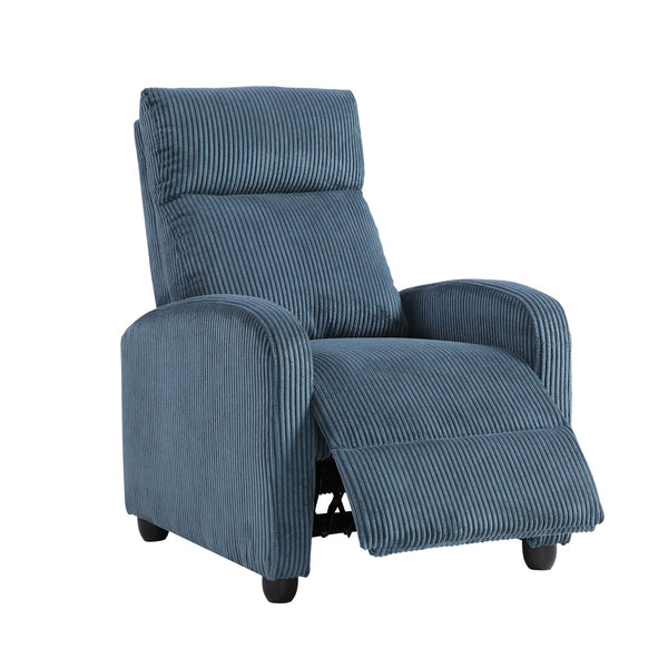 English Elm Modern Parsons Push Back Recliner Chair in Soft Corduroy Fabric — Sleek Comfortable Living Room Lounger with Solid Wood Frame and Easy Recline Mechanism Blue 30 L x 27 W x 21.5 H B011P395851