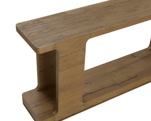 Sunpan HERCULES Console Table - Sculptural Design with Reclaimed Oak, Perfect for Entryways and Living Rooms Honey Grey 112530