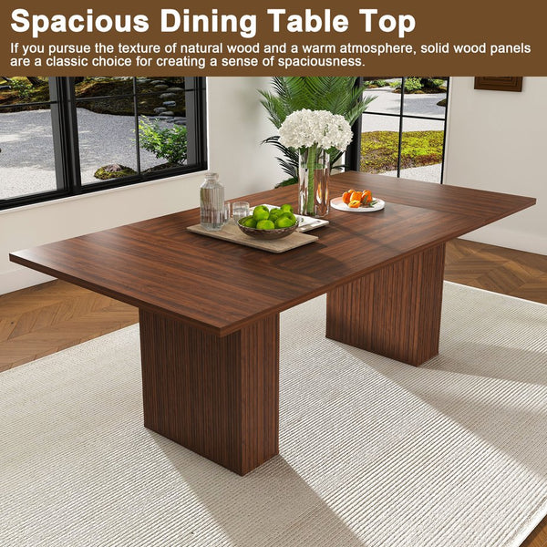 English Elm 78 Inch Rectangular Farmhouse Dining Table Seats 6 with Built-in Storage Base W2700P385518
