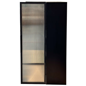 English Elm Wall Mounted Glass Door Cabinet Black Metal Frame Modern Storage for Bath or Kitchen W331P382347