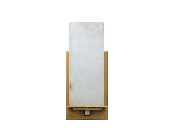 Sunpan Kinu Sconce - Handcrafted Wall Light with Durable Concrete and Elegant Curved Design for Any Space Antique Brass