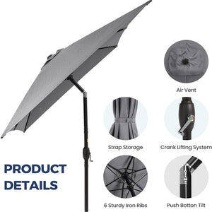 English Elm 6.5 X 10 Ft Rectangular Outdoor Patio Umbrella with Crank Tilt Uv Resistant Canopy Gray B082P454956