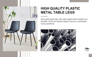 English Elm Black Faux Leather Dining Chairs Set of 4 with Curved Seats and Slim Metal Legs W1151P408848