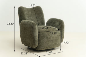 English Elm 360° 360 Swivel Accent Chair Plush Chenille Upholstered Circular Seat for Living Room Office Olive Green W2901P463507
