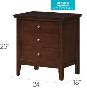 English Elm Hammond G5425-N 3 Drawer Nightstand Cappuccino - Real Wood Veneer, Dovetail Drawers, Nickel Hardware B078118397