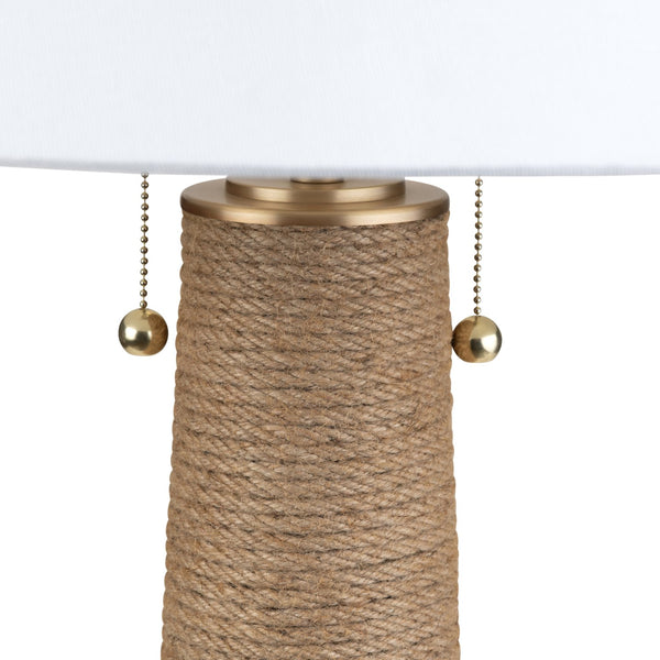 Crestview Collection 59"H Stylish Hemp Floor Lamp With Elegant White Shade And Dual Pull Chains For Versatile Lighting   Cvnzam011