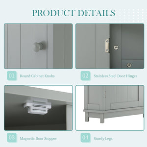 English Elm Grey Triangle Corner Bathroom Cabinet with Adjustable Shelves, MDF Storage Unit for Towels & Supplies (31.5"L x 20.28"W) N725P172615E