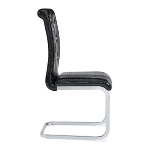 English Elm Luxury Pu Upholstered Dining Chair Set of 4 with Channel Stitching and Metal Legs Black W1512P491880
