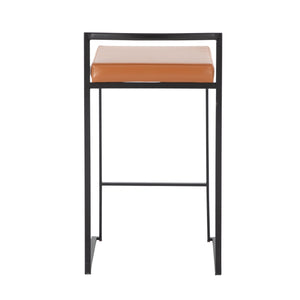 English Elm Fuji Contemporary Stackable Counter Stool Set Of 2 - Black Frame & Camel Faux Leather Comfort Design B202P221917