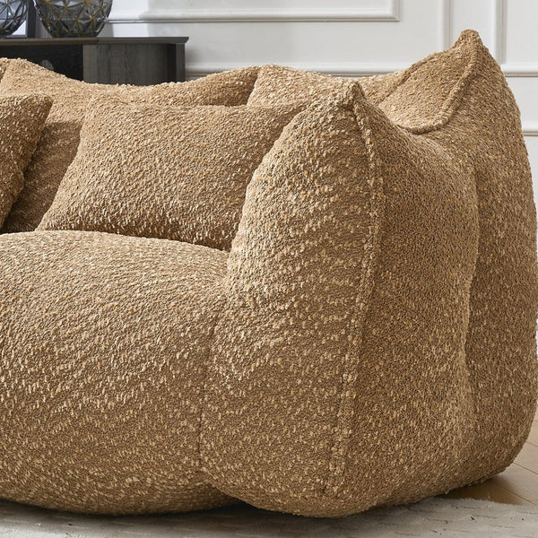 English Elm Soft Plush Foam Beanbag Chair for Two People, Square Recliner Sofa With Superfiber Comfort Embrace Coffee W1996P252275