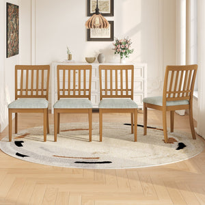 English Elm 2-piece Scandinavian Rubberwood Dining Chair Set with Curved Backrest and Padded Fabric Seat Light Brown N752P405934A
