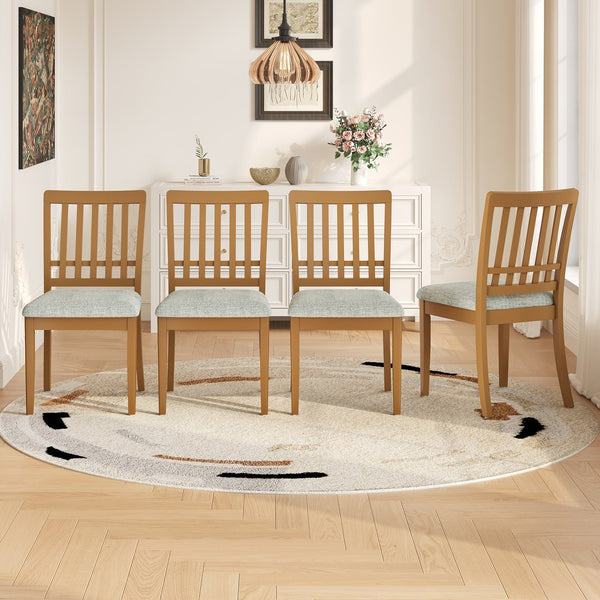 English Elm 2-piece Scandinavian Rubberwood Dining Chair Set with Curved Backrest and Padded Fabric Seat Light Brown N752P405934A