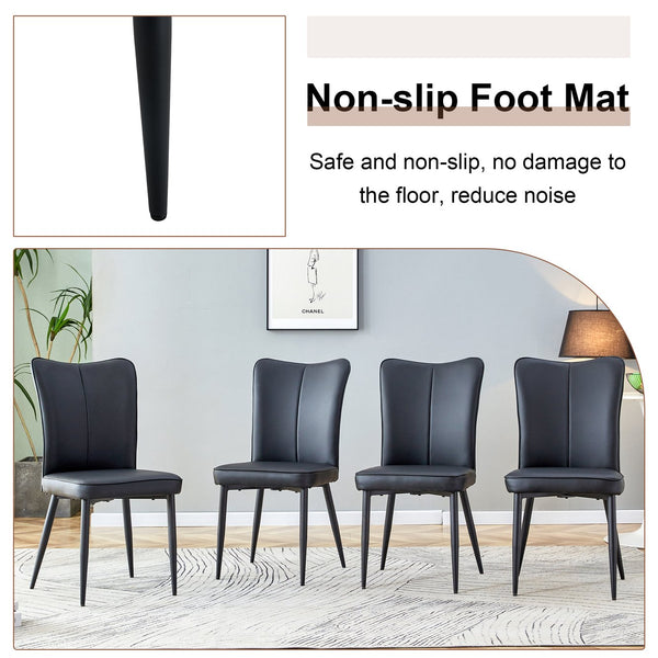 English Elm Expandable Dining Set with Pu Leather Chairs Modern Mdf Table Seats up to Eight W1151S04702