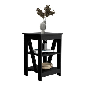 English Elm Taylor 3-Tier End Table with Ample Storage, Space-Saving Nightstand Sofa Side Table in Black B200P188839