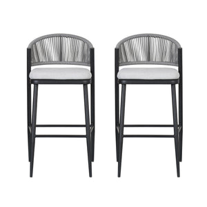English Elm Christopher Knight Home® - Outdoor 30.25" Barstool Set Of 2 - Stylish Metal Frame & Pe Rattan Backrest For Patio Comfort N772P245120B