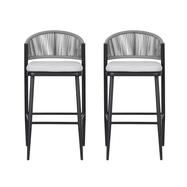 English Elm Christopher Knight Home® - Outdoor 30.25" Barstool Set Of 2 - Stylish Metal Frame & Pe Rattan Backrest For Patio Comfort N772P245120B