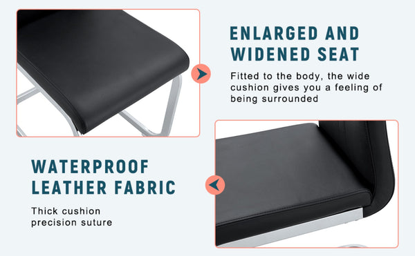 English Elm Set Of 4 Bow-Shaped Black Pu Chairs - Modern Elegance For Dining, Office, And Lounge Spaces W3226P279082-GIGA